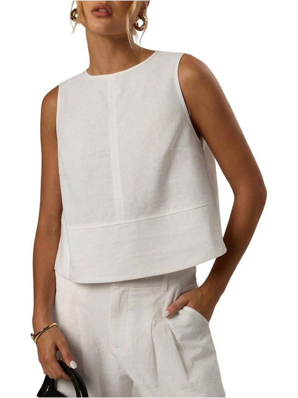 Chic Women's Dressy Sleeveless Linen Blouse & Tank Top - Perfect for Summer!